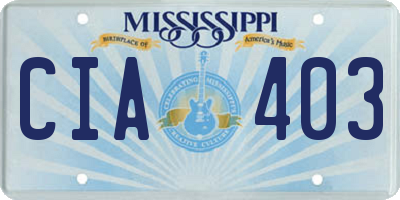 MS license plate CIA403