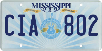 MS license plate CIA802