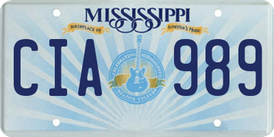 MS license plate CIA989