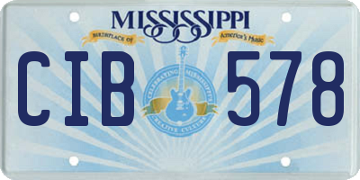 MS license plate CIB578