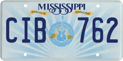 MS license plate CIB762