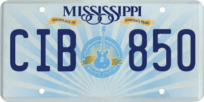 MS license plate CIB850
