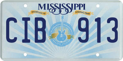 MS license plate CIB913