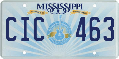 MS license plate CIC463