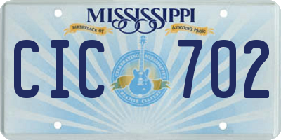 MS license plate CIC702