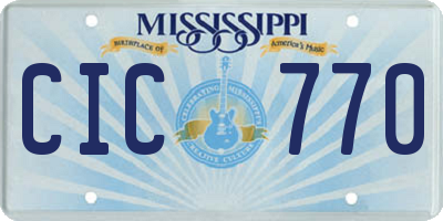 MS license plate CIC770