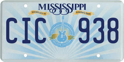 MS license plate CIC938