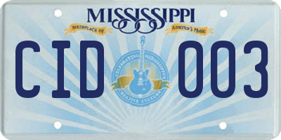 MS license plate CID003