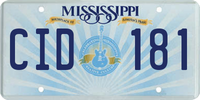 MS license plate CID181