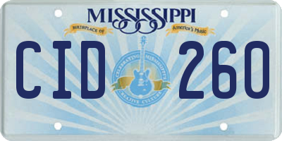 MS license plate CID260