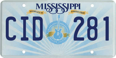 MS license plate CID281