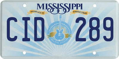 MS license plate CID289
