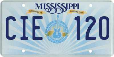 MS license plate CIE120