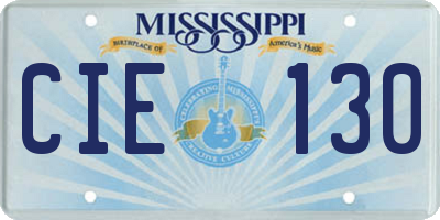 MS license plate CIE130