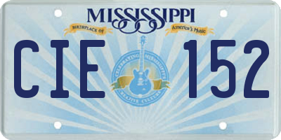MS license plate CIE152