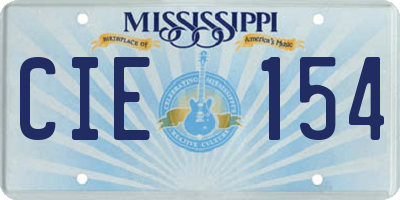 MS license plate CIE154