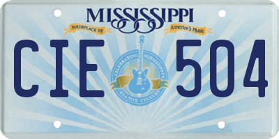 MS license plate CIE504