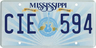 MS license plate CIE594