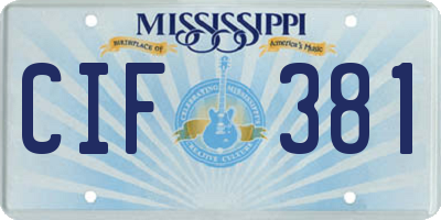 MS license plate CIF381