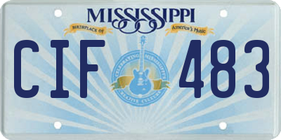 MS license plate CIF483