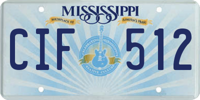 MS license plate CIF512