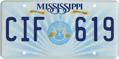 MS license plate CIF619