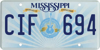 MS license plate CIF694