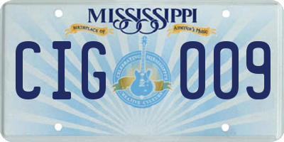 MS license plate CIG009