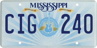 MS license plate CIG240