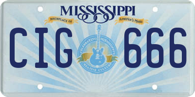 MS license plate CIG666