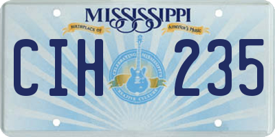 MS license plate CIH235