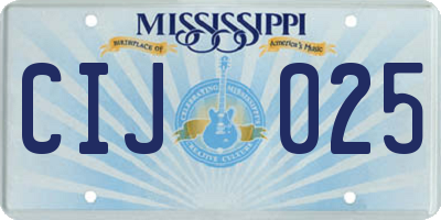 MS license plate CIJ025