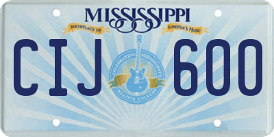 MS license plate CIJ600