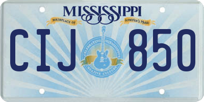 MS license plate CIJ850