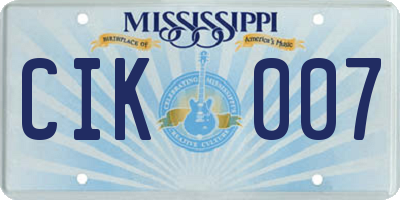 MS license plate CIK007