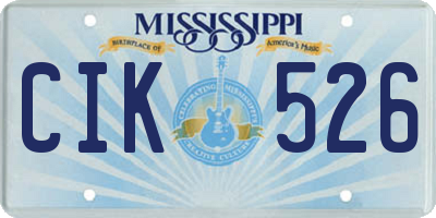 MS license plate CIK526