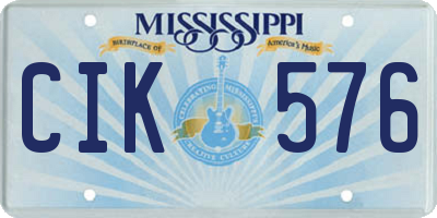 MS license plate CIK576