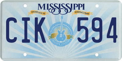 MS license plate CIK594
