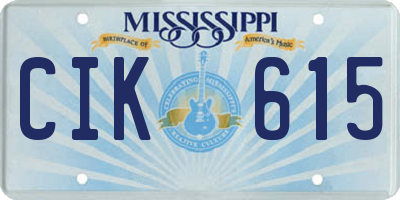 MS license plate CIK615