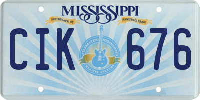 MS license plate CIK676
