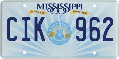 MS license plate CIK962