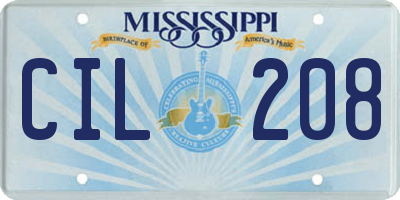 MS license plate CIL208