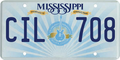 MS license plate CIL708