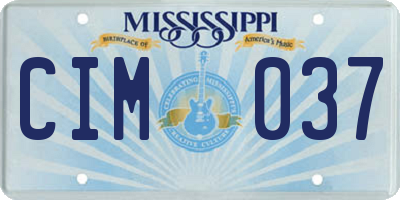 MS license plate CIM037