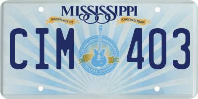MS license plate CIM403