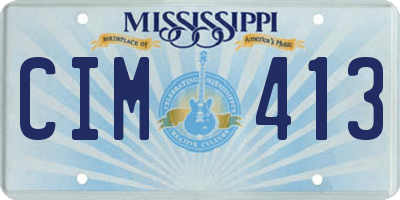 MS license plate CIM413
