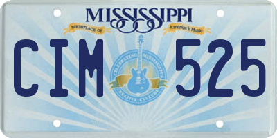 MS license plate CIM525