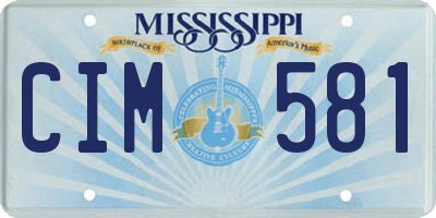 MS license plate CIM581