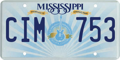 MS license plate CIM753