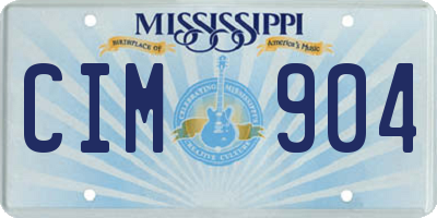 MS license plate CIM904